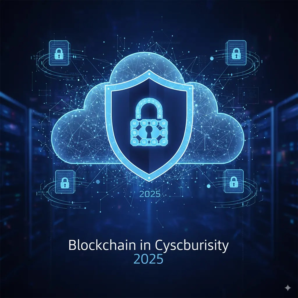 Blockchain in Cybersecurity 2025 Blockchain in Cybersecurity 2025 with secure cloud and digital lock illustration