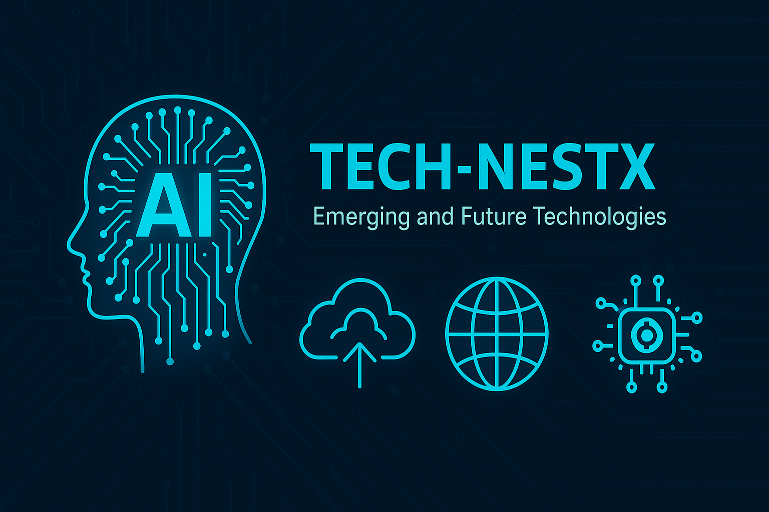 Tech-NestX – Emerging and Future Technologies Tech NestX banner showing AI, Cloud, IoT, and Future Technologies icons